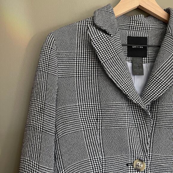 Smythe Portrait Neck Blazer in Prince of Wales Black White Plaid Size 6 Academia - Picture 11 of 16
